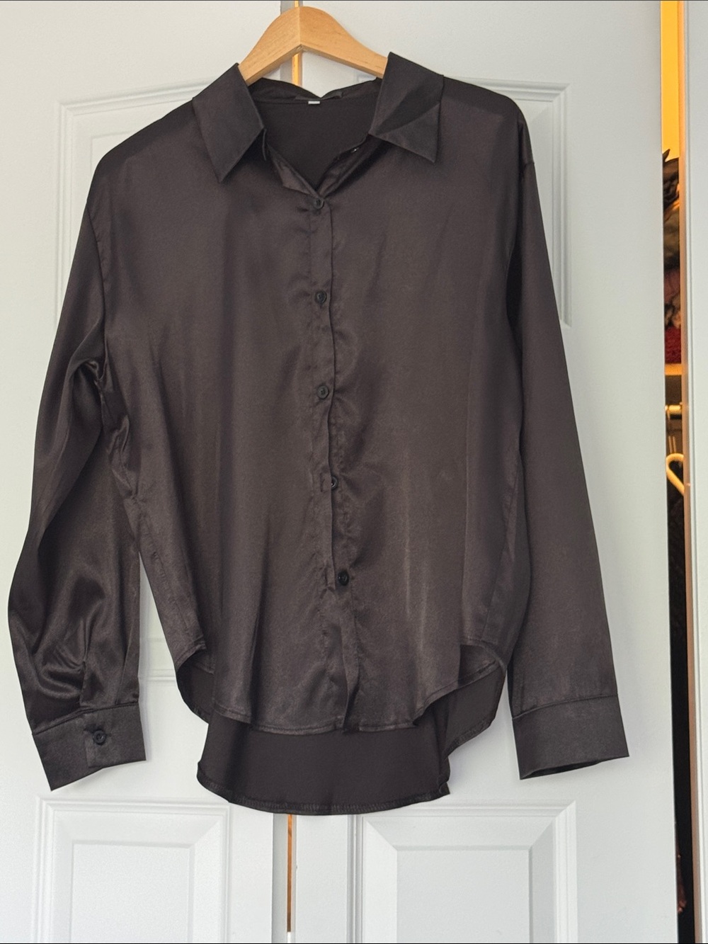 Silky Black Button-Up Shirt